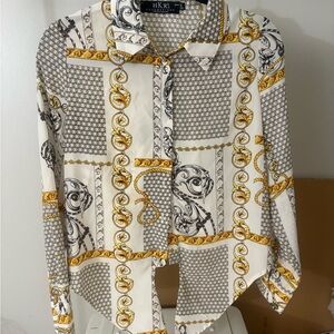 Patterned Shirt - White and Gold